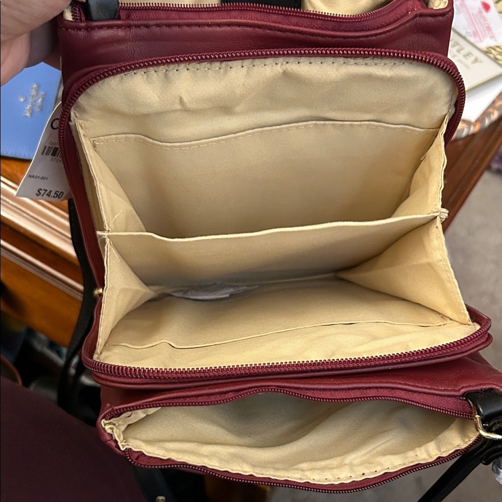 Giani Bernini Burgundy and Plaid Crossbody Bag - Picture 4 of 6